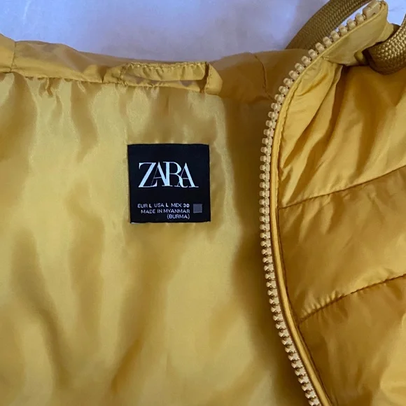 Zara Mustard Yellow Hooded Puffer Jacket - Picture 12 of 14